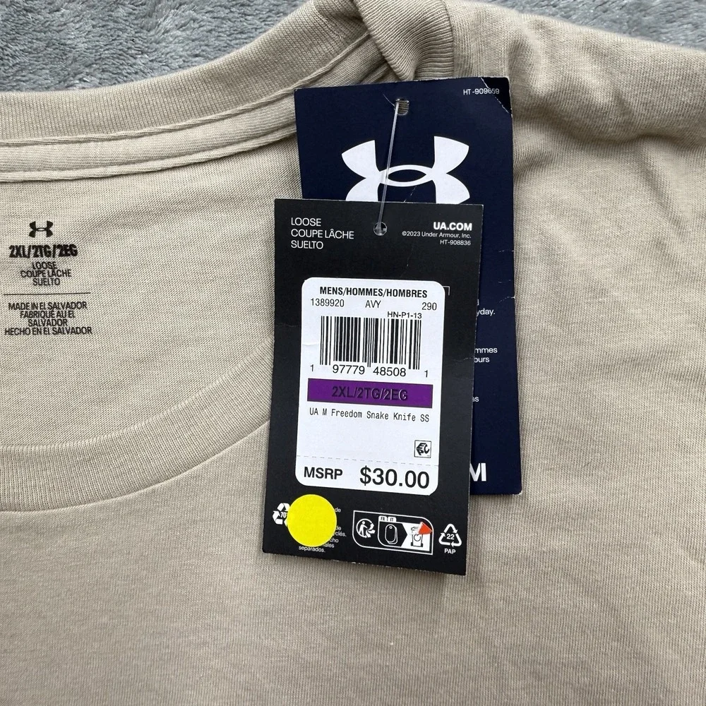 Under Armour 1389920 Men's Freedom Snake Knife Cotton Desert Sand Size 2XL